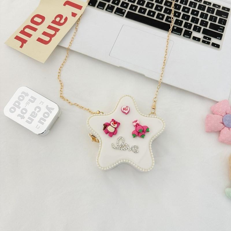 Adorable Cartoon Star Crossbody Bag For Kids Stylish Chain Strap Waterproof Pvc
