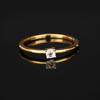 925 Sterling Silver Gold Plated White Topaz Ring Round 3mm Minimal Handmade Fine Jewelry Gift for Her