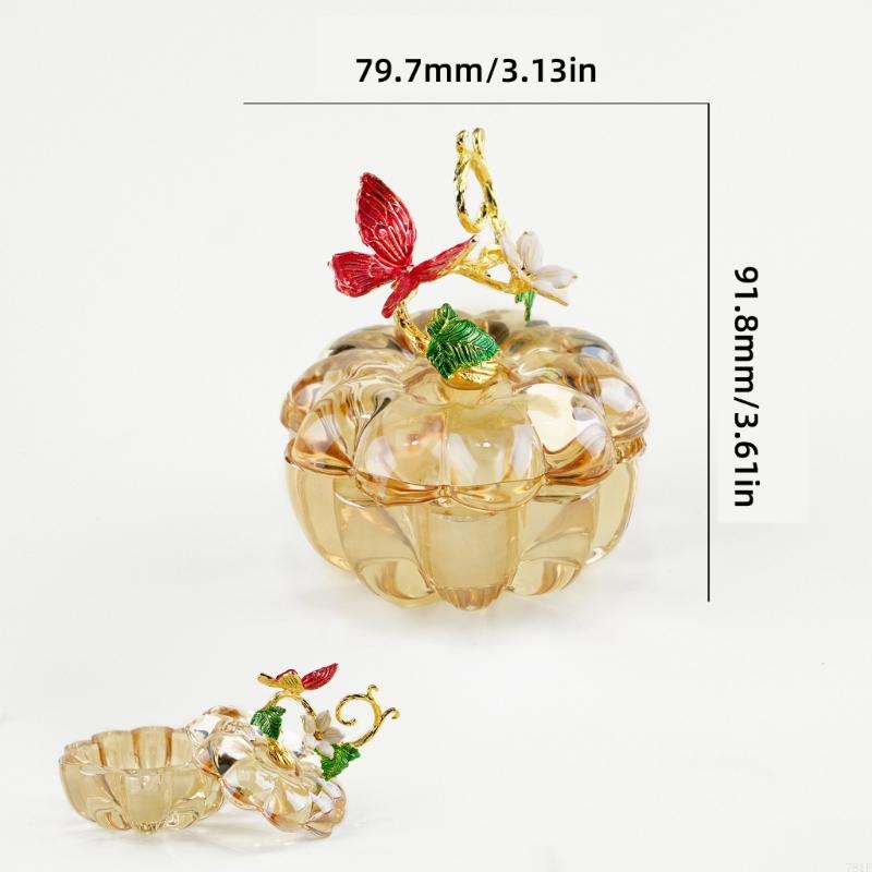 Translucent Glass Pumpkin Container with Removable Lid for Covered Small-Item Storage and Decorative Tabletop Display