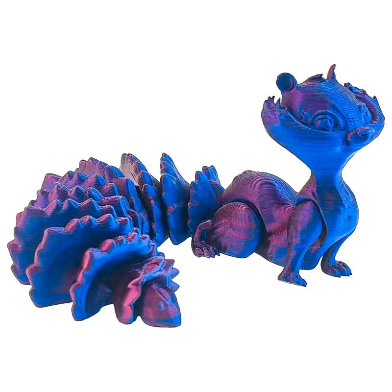 1Pcs 19Cm 3D Printed Long Tailed Squirrel Joint Movable Toy Ornament Creative Figurine Car Desktop Decorations Crafts Ornament