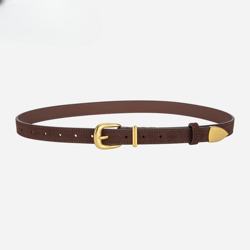 

Матовый Вельветовый Женский Ремень из Натуральной Кожи с Пряжкой-Иглой, Универсальный, для Джинсов и Повседневных Брюк, Декоративный Ремень в Женском Стиле 105cm