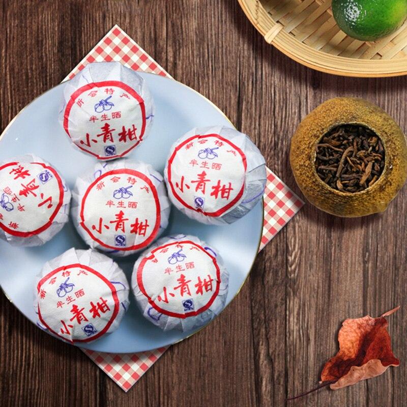 2016 Chinese Xinhui Chakeng Small Tangerine Ripe Puer Tea Half Roasted and Half Dried Tangerine Peel Shu Pu Er 100g