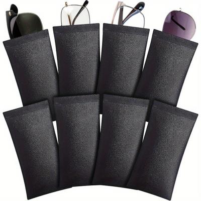 8 pezzi Custodia in pelle per occhiali Pochette per occhiali da sole Custodia per occhiali da vista Morbida con parte superiore a pressione Portatile da viaggio Manicotto per occhiali per donne uomini