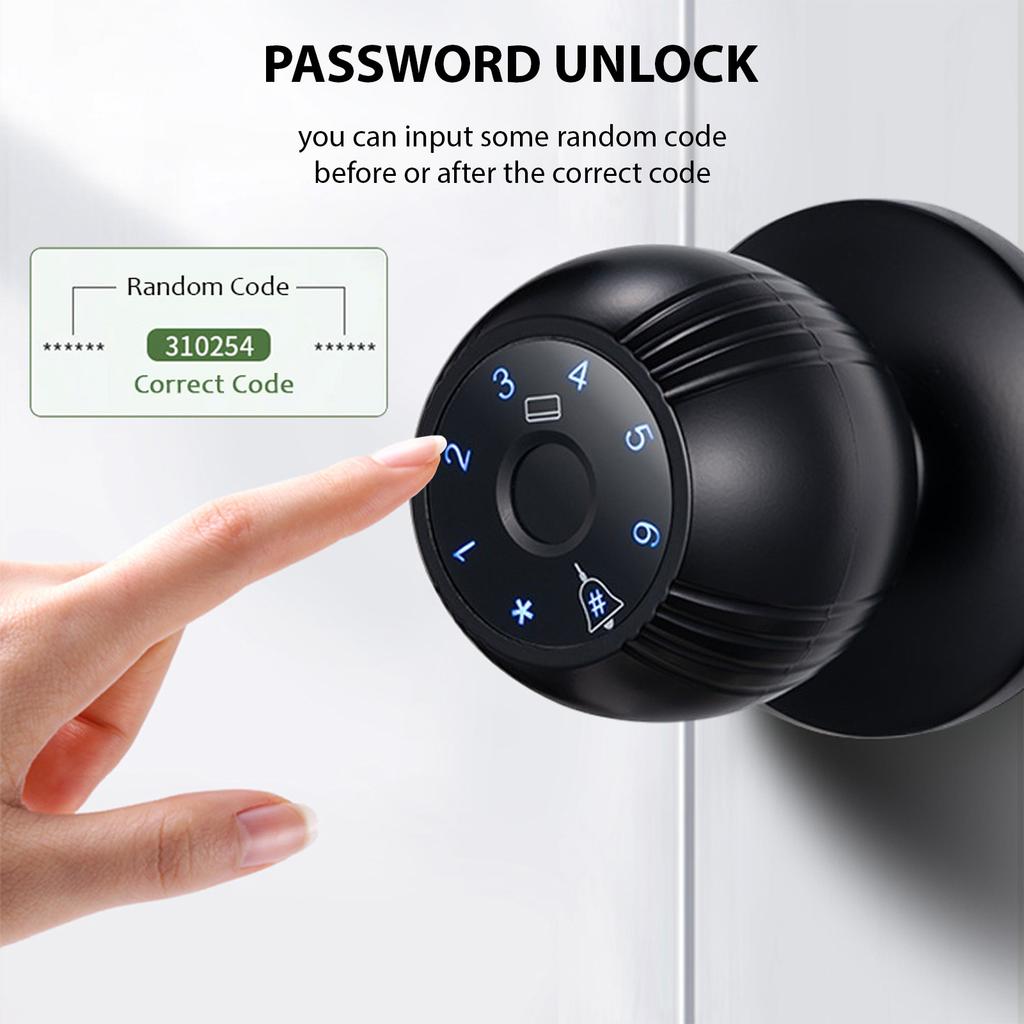 Smart Lock Keyless Entry   Fingerprint Door Knob   App Remote Access   5-in-1 FingerprintCelsiusPasswordCelsiusCardCelsiusKeyCelsiusApp Door
