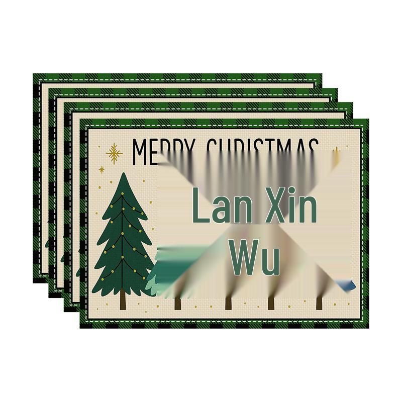 New Christmas Imitation Linen Texture Rectangular Placemat - Festive Table Mat Decoration