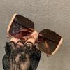 Square Large Frame Vintage Elegant Ladies Fashion Sunglasses Ins Perfect for Daily Vacation Beach Accessories