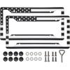 Flag-Themed License Plate Frame, High Grade 304 Stainless Steel (Black and White N Flag - 2 Pack)
