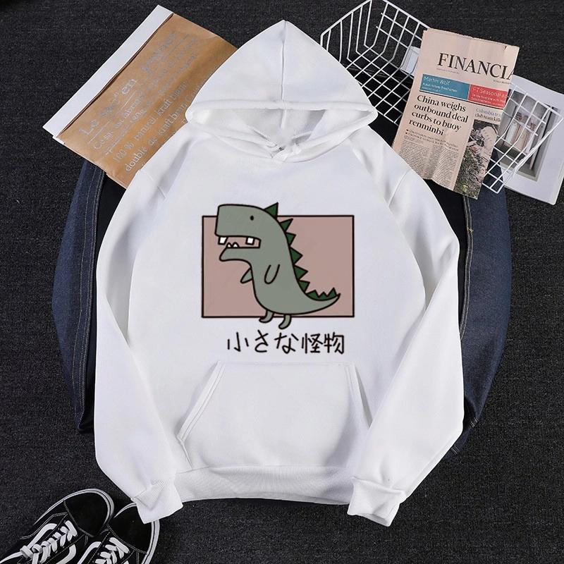 Monster Dinosaur Printed Hoodie Men Casual Funny Kawaii Fashion Round Neck Long Sleeve Pullover Autumn Winter Fleece Sweatshirts
