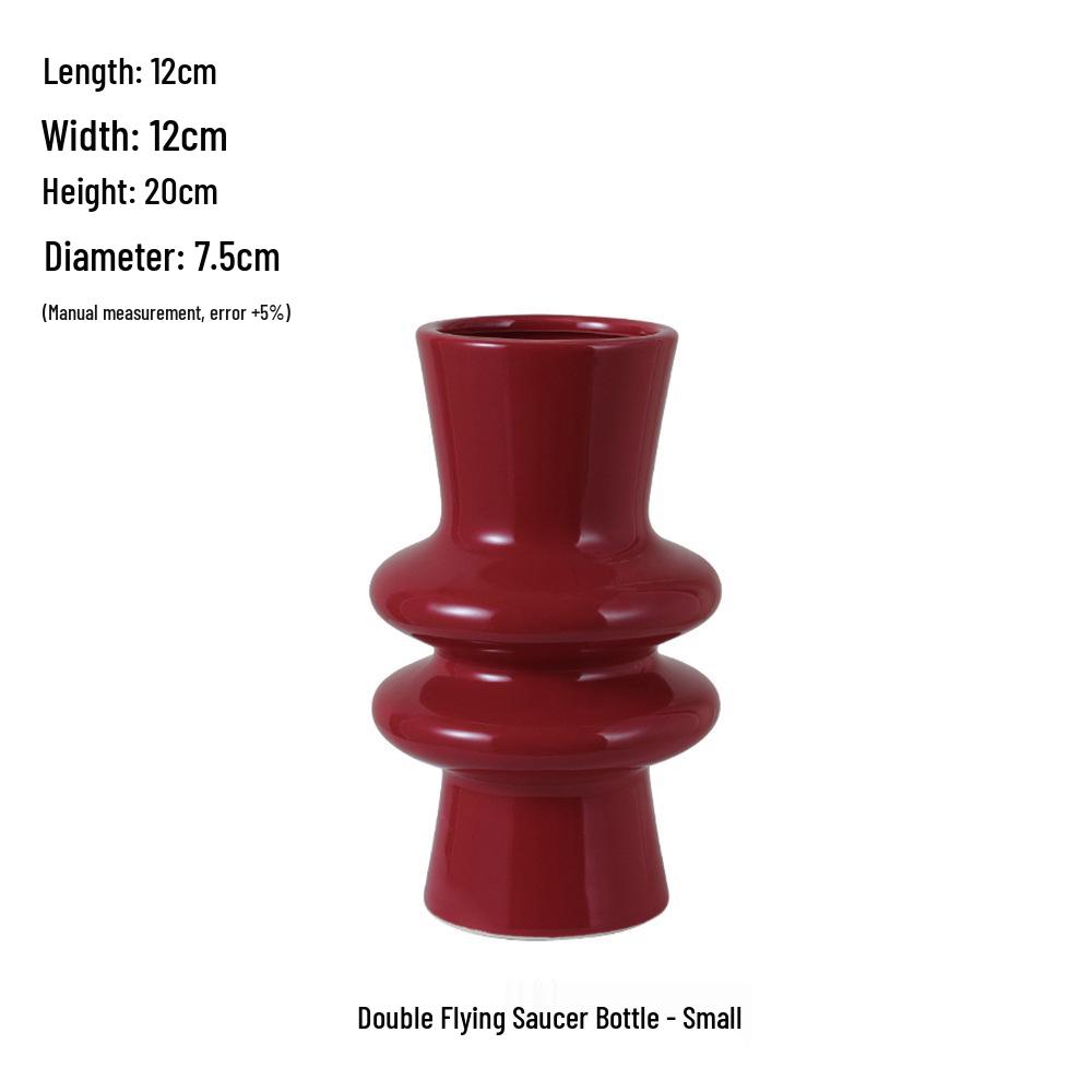 Čínská červená keramická váza ze poloviny století - Novoroční speciální ozdoba pro obývací pokoj nebo svatební aranžmá ze sušených květin