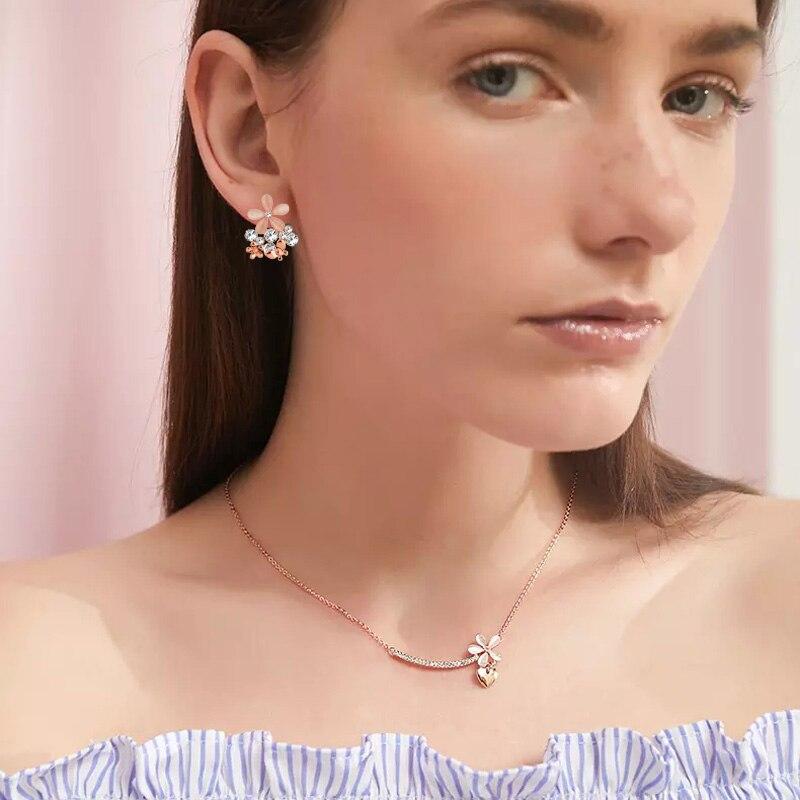 Kioozol Small Opal Flowers Necklace Earrings Set For Women Wedding Party Jewelry 2023 New 241 Ko1