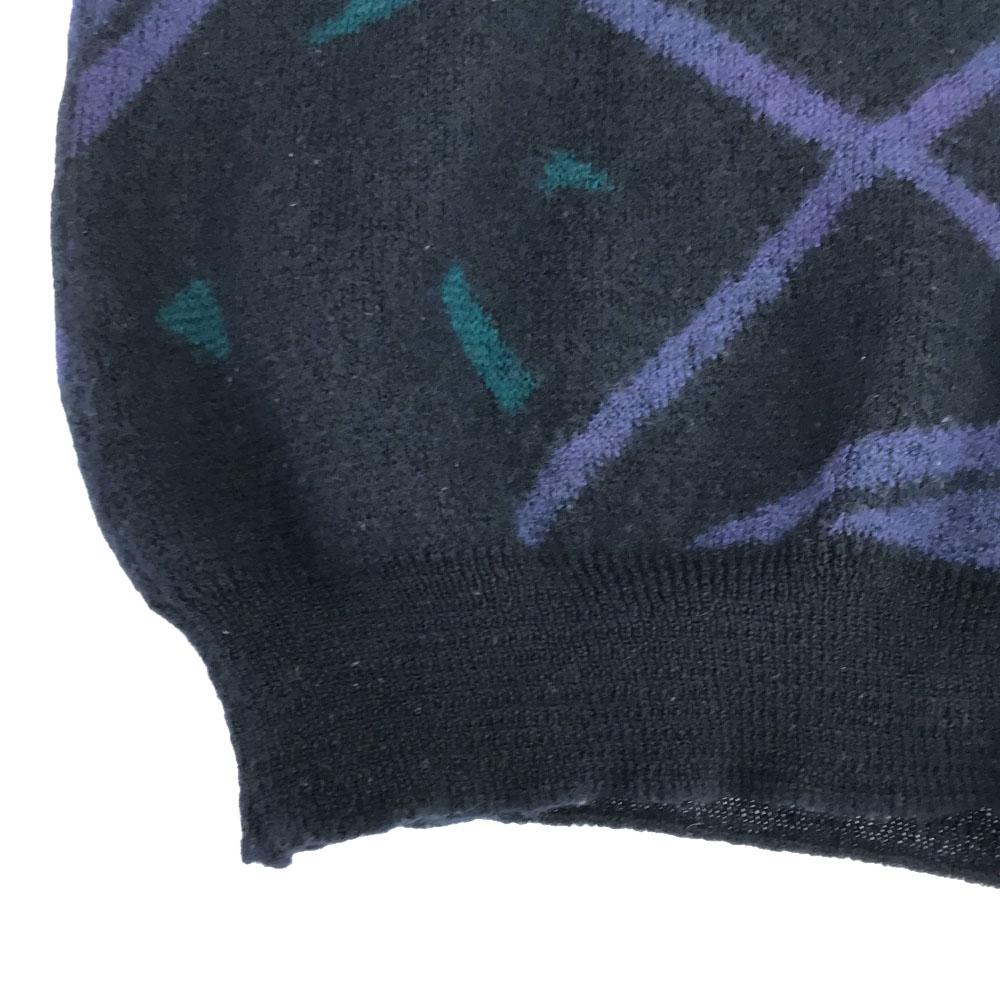 Vintage 80s Wool Blend Overall Handle Long Sleeve Crew Neck Sweater Knit Men's Used