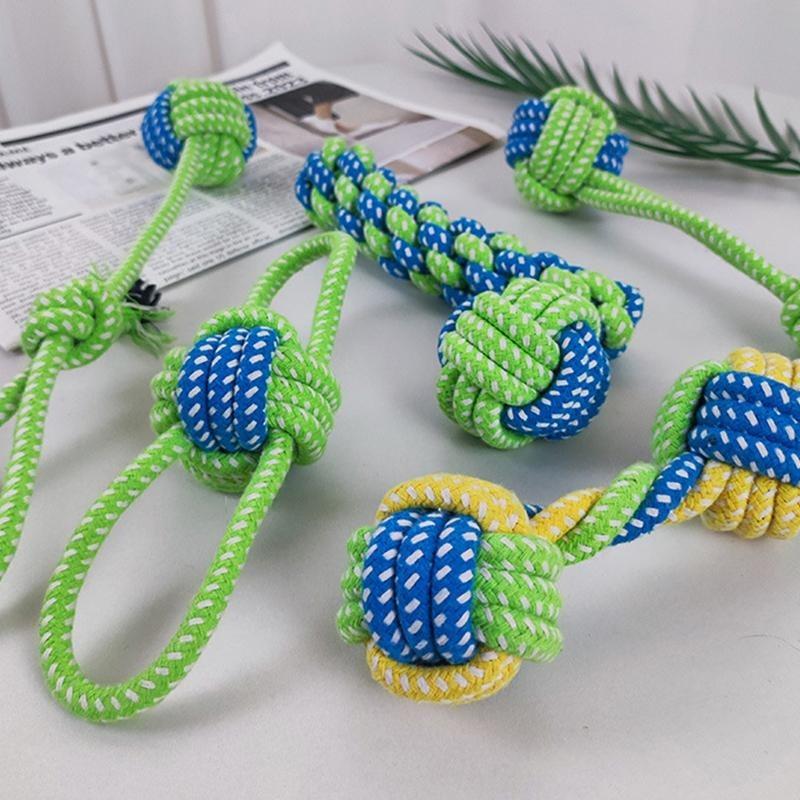 Nibble Pet Dog Toy Puppy Tooth Cleaning Rope Knot Dog Training Toys Resistant Dog Rope Toys Grinding Teeth Pet Cotton Rope