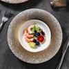 Golden Ceramic Dining Plate Pasta Dish Steak Plates Grass Hat Soup Plate Dessert Bowl Serving Plates Fruit Salad Bowl Sushi Dish