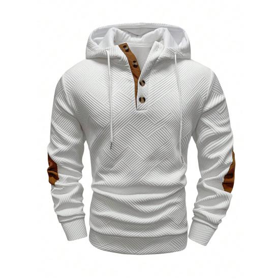 Men Jacquard Hoodie Long Sleeve Pullover Sweatshirt Loose Fit Hooded Casual Sweatshirt for Sportswear Street Gym