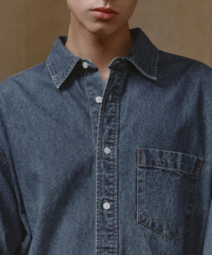MUSINSA STANDARD Heavyweight Oversized Denim Shirt [Medium Indigo]