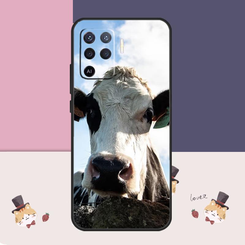 Funny Cow Face Case For OPPO A57S A54S A53S A96 A76 A5 A9 A15 A16 A17 A18 A78 A98 A54 A74 A94 A52 A72 A77