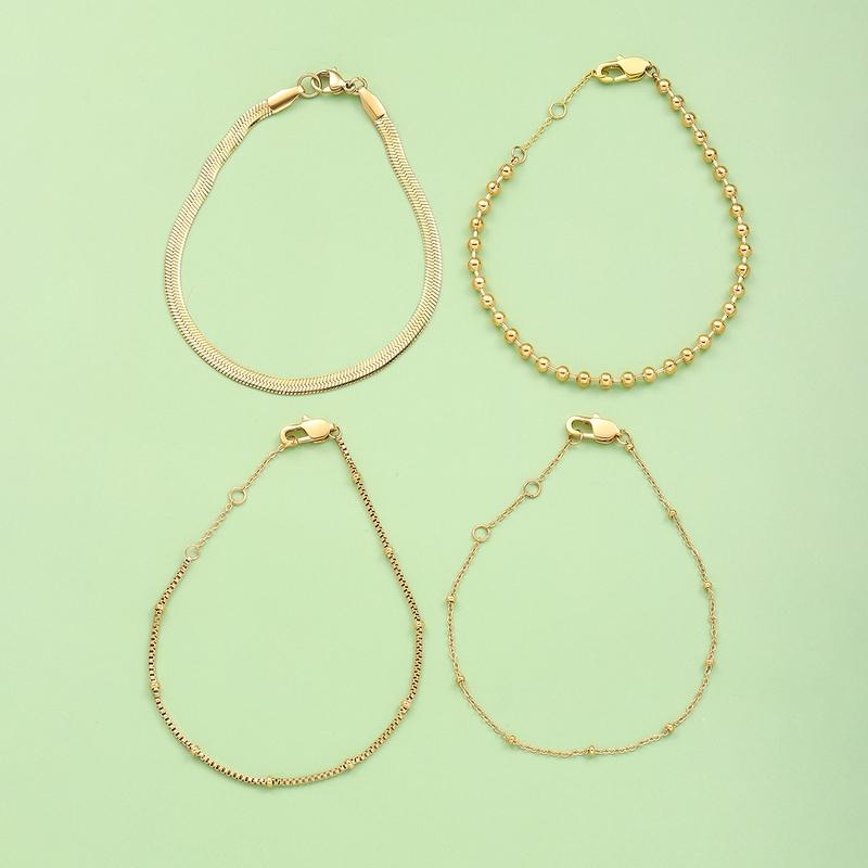 CARLIDANA New Style Three Layering Bracelets Dainty Simple Rope Chain Wear Stainless Steel No Fade Jewelry