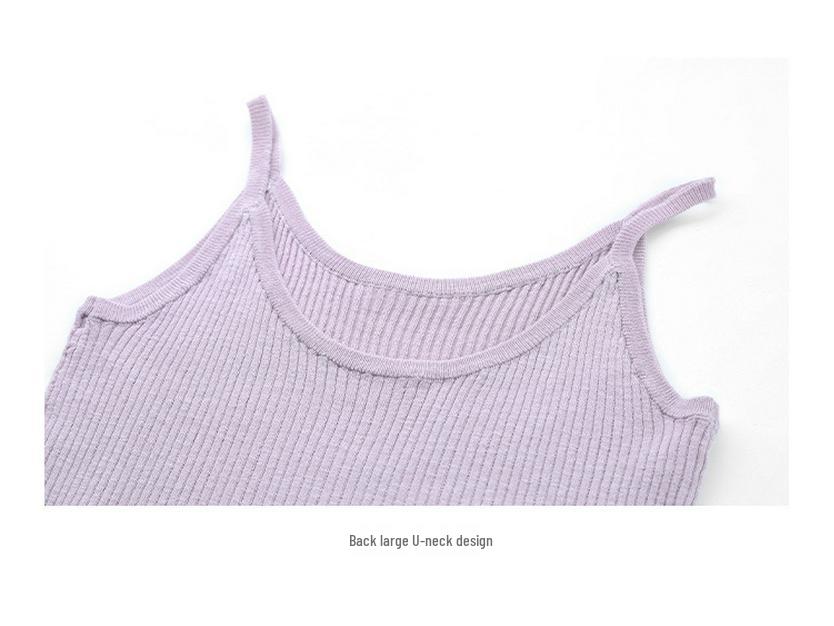 Clean Space Women's Skin-Friendly Knit Vest - 2025 Thirteen Lines Korean Style Versatile Camisole