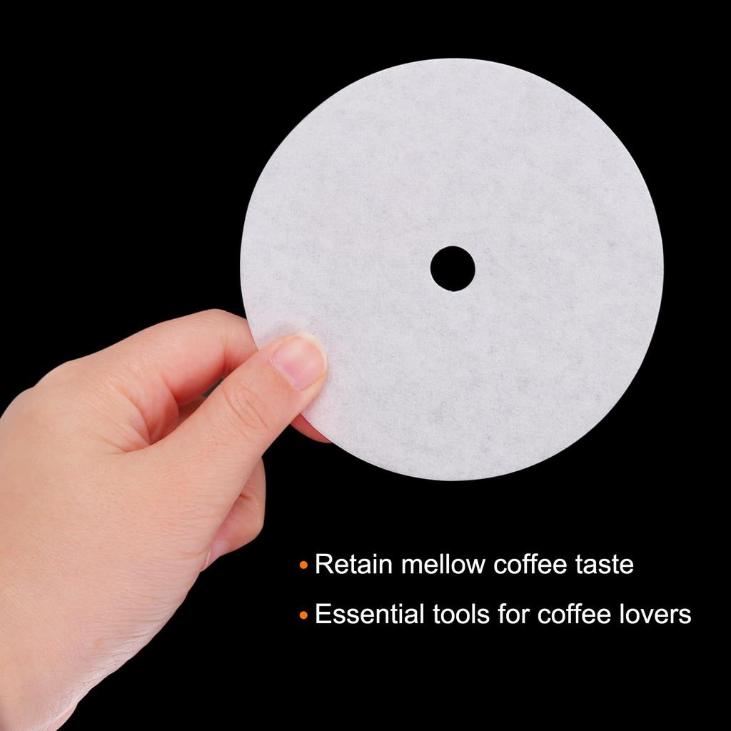 uxcell Round Paper Coffee Filters with Holes, 3.74" OD, for Espresso Makers, Cafes, and Offices, 300-Count, White