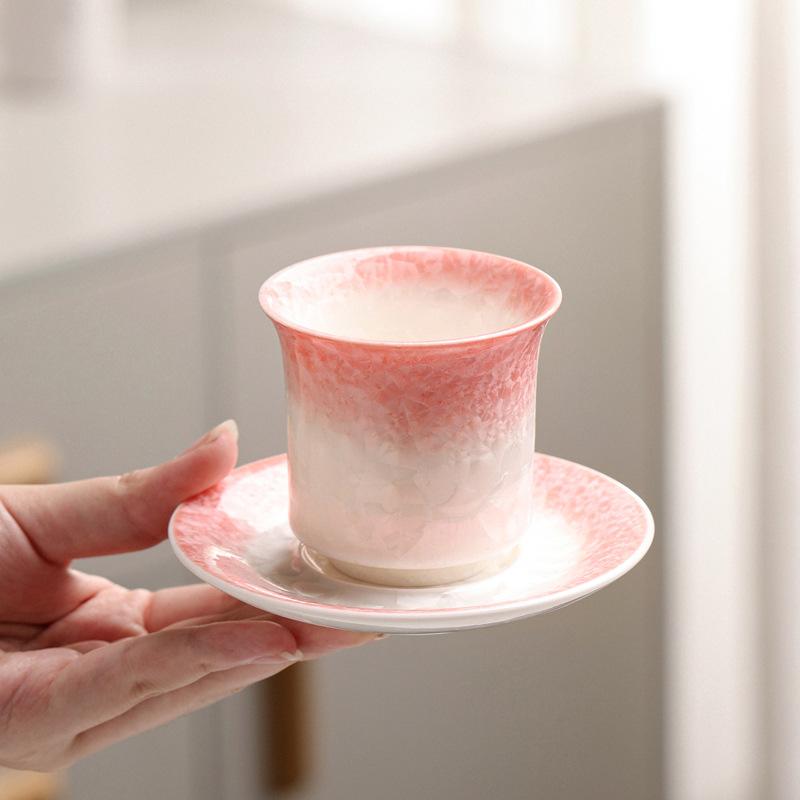 Kiln-transformed crystalline glaze master cup, single cup ice crack pattern ceramic personal teacup, business cultural and creative souvenir