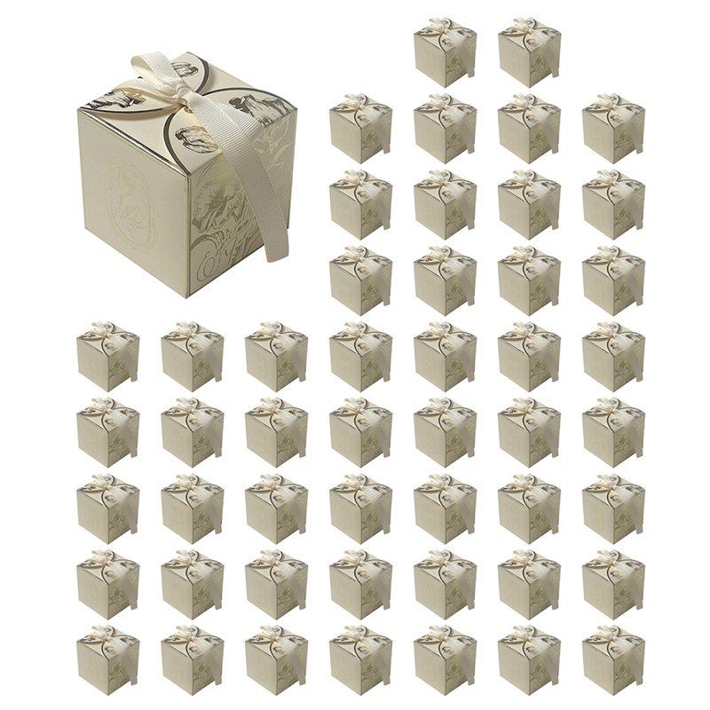 50Pcs French Sugar Box Light Luxury Golden Candy Champagne Color Wedding Candy Box Wedding Accompanying Paper Gift Box