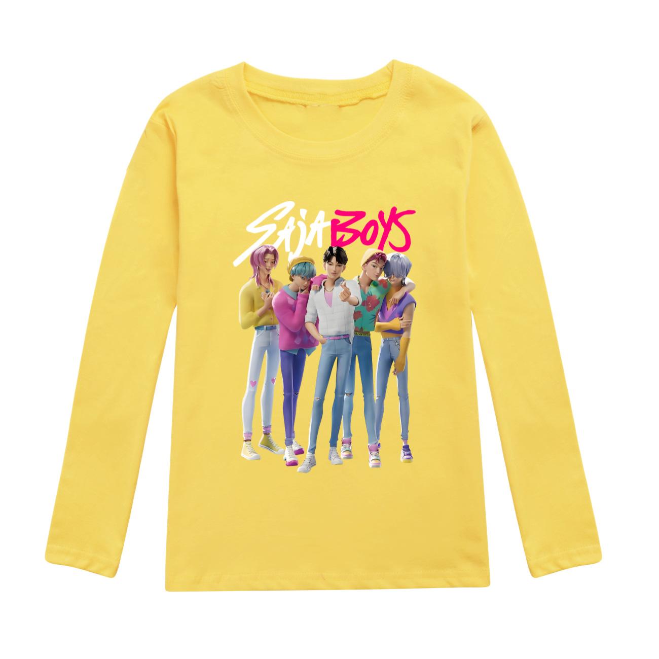 

KPOP Demon Hunters Saja Boys Kids T Shirt Cartoon Length Sleeve Boys Girls Teen Clothes Anime Tshirt Autumn Children T-Shirt 110