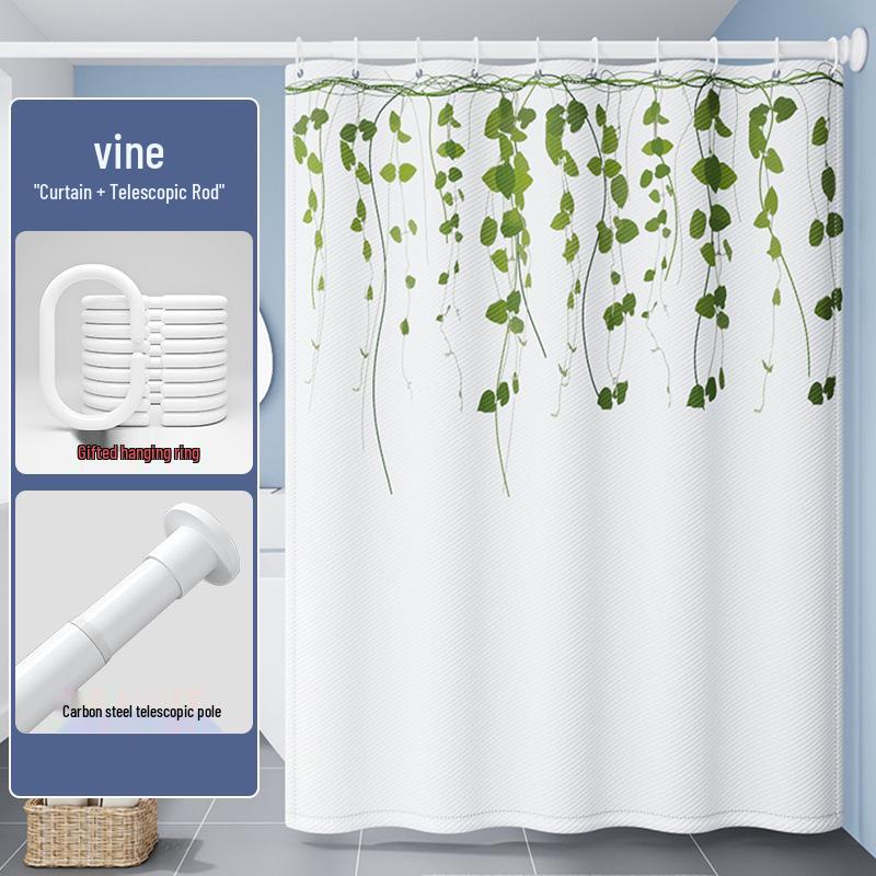 High-End Minimalist Floral Shower Curtain Set: Lazy-Style, Thickened, Waterproof, Mildew & Wrinkle Resistant.