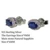 Sace Gems Pendientes para mujer de Plata de Ley 925, pendientes de zafiro Natural de 4x6MM, regalo de joyería fina para fiesta de boda