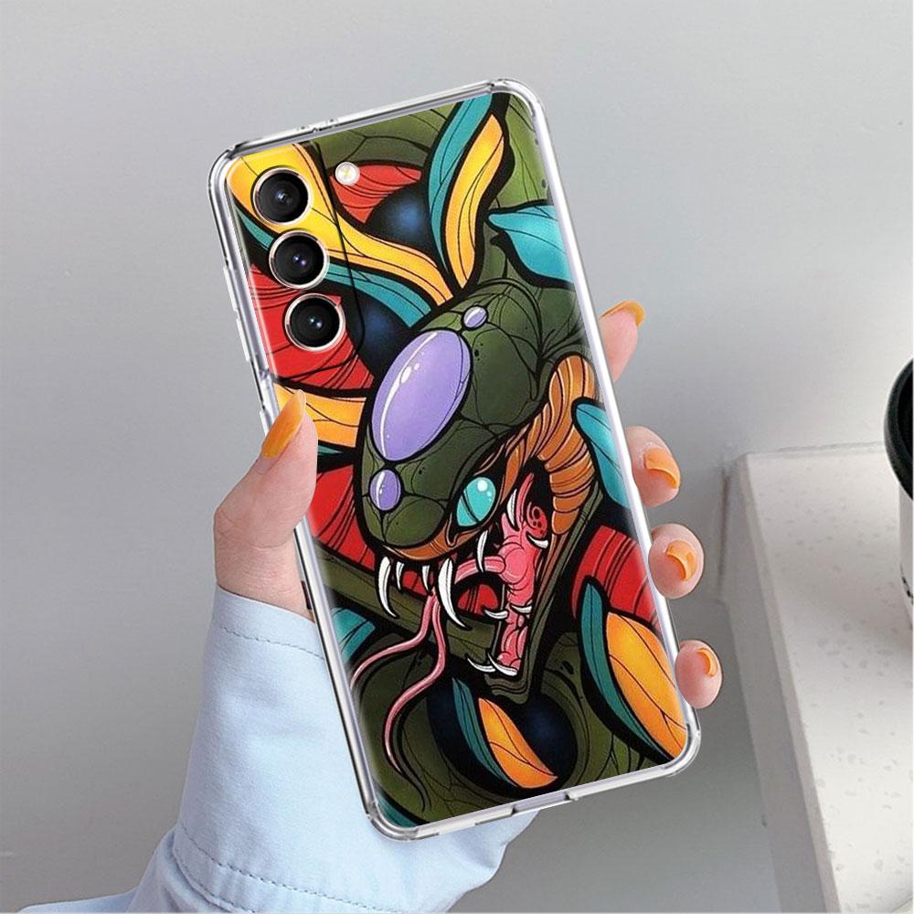 

Самурайская маска Они, крутой прозрачный чехол для Samsung Galaxy S22 S20 FE S21 S10 S9 Plus Note 20 Ultra 10 Lite, прозрачный чехол для телефона Samsung Note 9