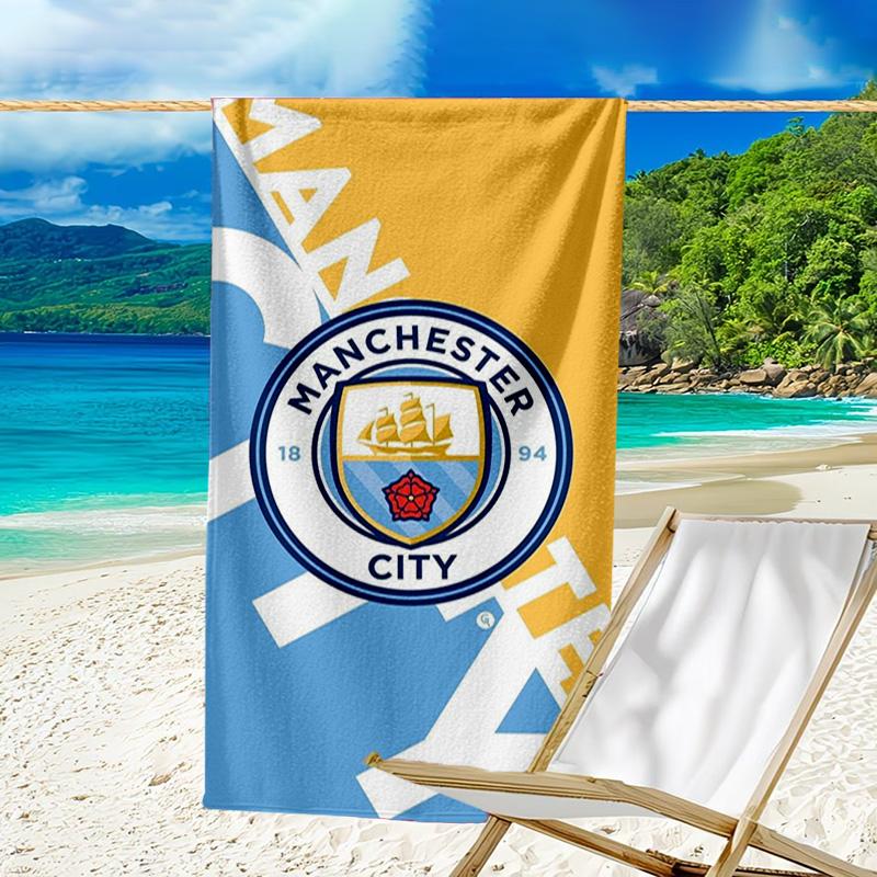Serviette de Plage Imprimée City Football Club, Microfibre Super Douce, Cadeau Parfait Anniversaire, pour Piscine, Plage, Voyage, pour la famille et les amis
