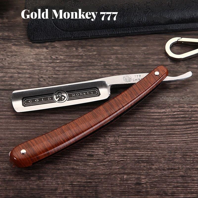 Gold Dollar 777 Gold Monkey Classic Steel Straight Edge Salon Barber Shaving Razor Gold Dollar 208/100/666/66 Ready To Use