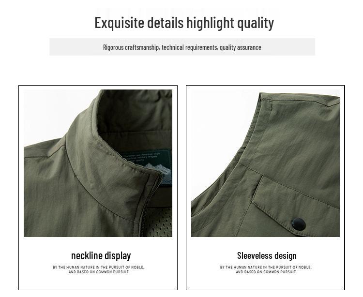 Pánská outdoorová fotografická vesta s mnoha kapsami, Podzim/Zima, Volný střih, Nadměrná velikost, Ležérní pracovní oblečení 9986.