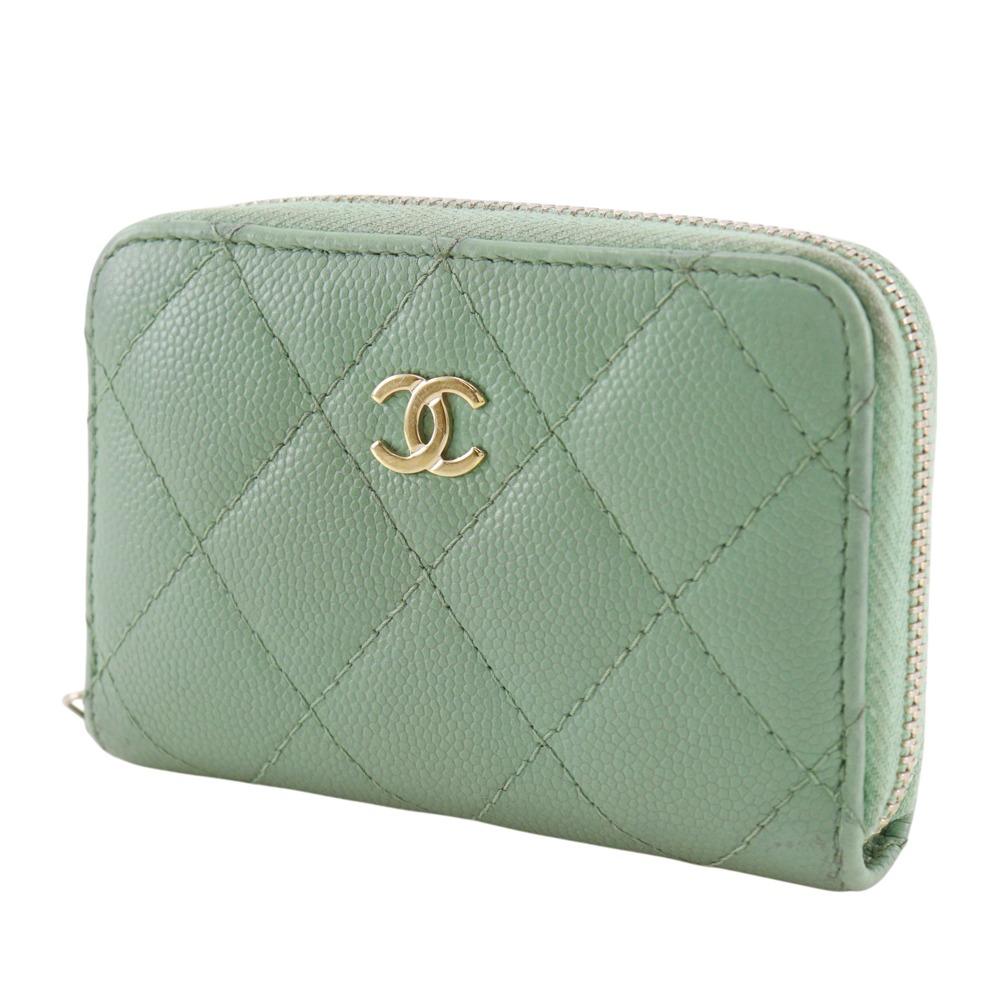 Chanel Matelasse Coin Purse AP0216 Zip Coin Purse Classic Gold Caviar Skin Women Used