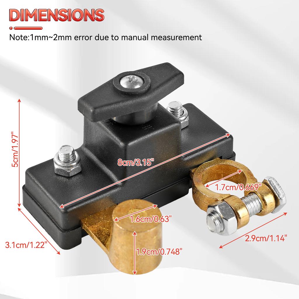 12V/24V Car Battery Disconnect Switch Isolator Power Cut Off Kill Switches 100A Universal For RV ATV Boat Car Truck Auto Yacht