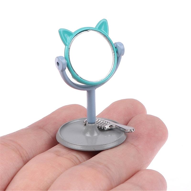 1:12 Scale Doll House Miniature Vanity Mirror With Comb Set For Realistic Scene Setting Decoration Doll Accessories
