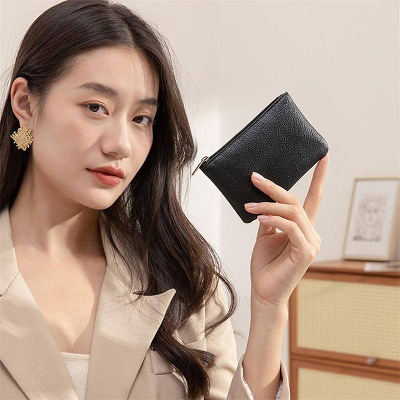 Litchi Pattern Coin Purse Women Pu Leather Zipper Wallet Card Holder Storage Bag