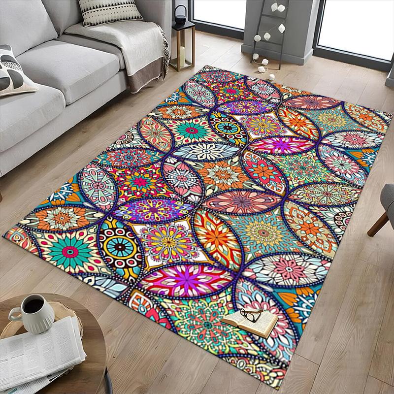 1PC Mandala Patterns Extra Large Non Slip Floor Carpet, Office, Family, Bedroom, Studio Large Area Rug Indoor Rugs, Vibrant Colors