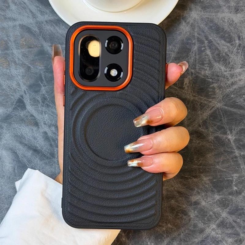 Minimalistiskt affärsskal i vågigt magnetiskt lycheeläder för Oneplus 15 13T 13S 13R Ace 6 5 Pro Trådlös laddning Stöttåligt skydd