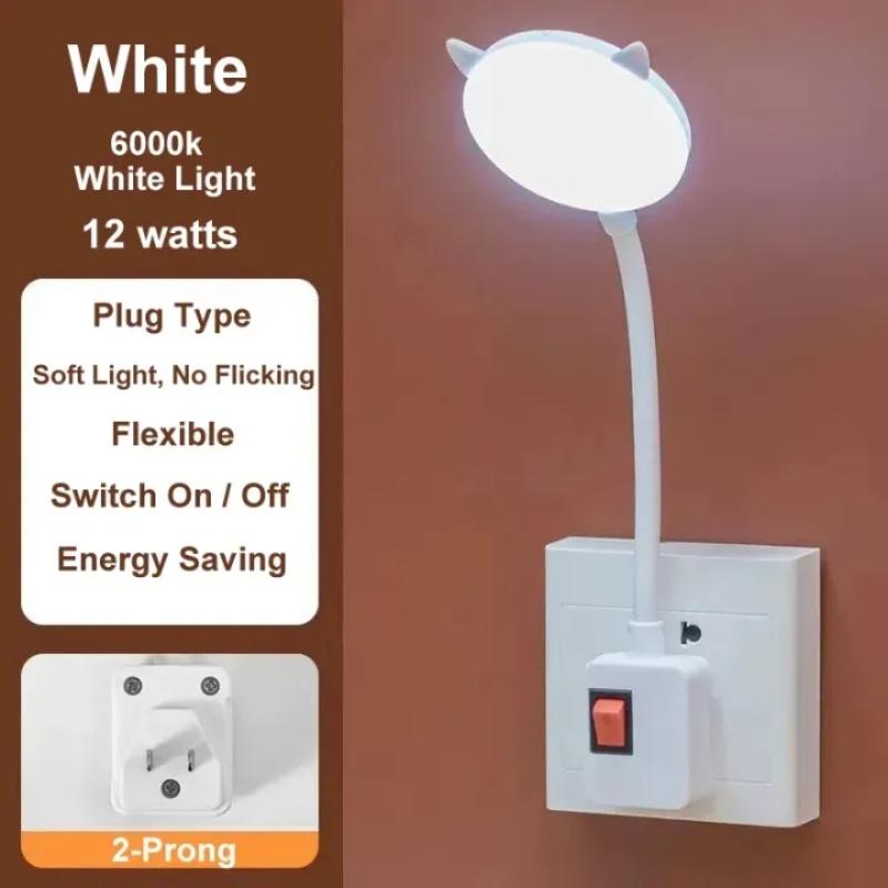 Desk Lamp Led Nightlight Plug In Flexible Study Reading Lights With Switch Rechargeable Reading Led Night Light