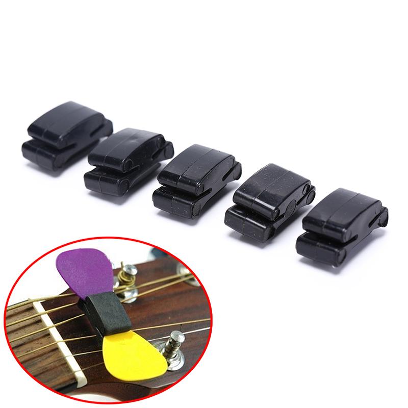 5Pcs Black Rubber Guitar Pick Holder Fix On Headstock For Guitar Bass Ukulele