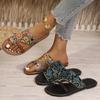New summer ethnic style printed sandals toe design soft bottom non-slip seaside vacation outer wear women
