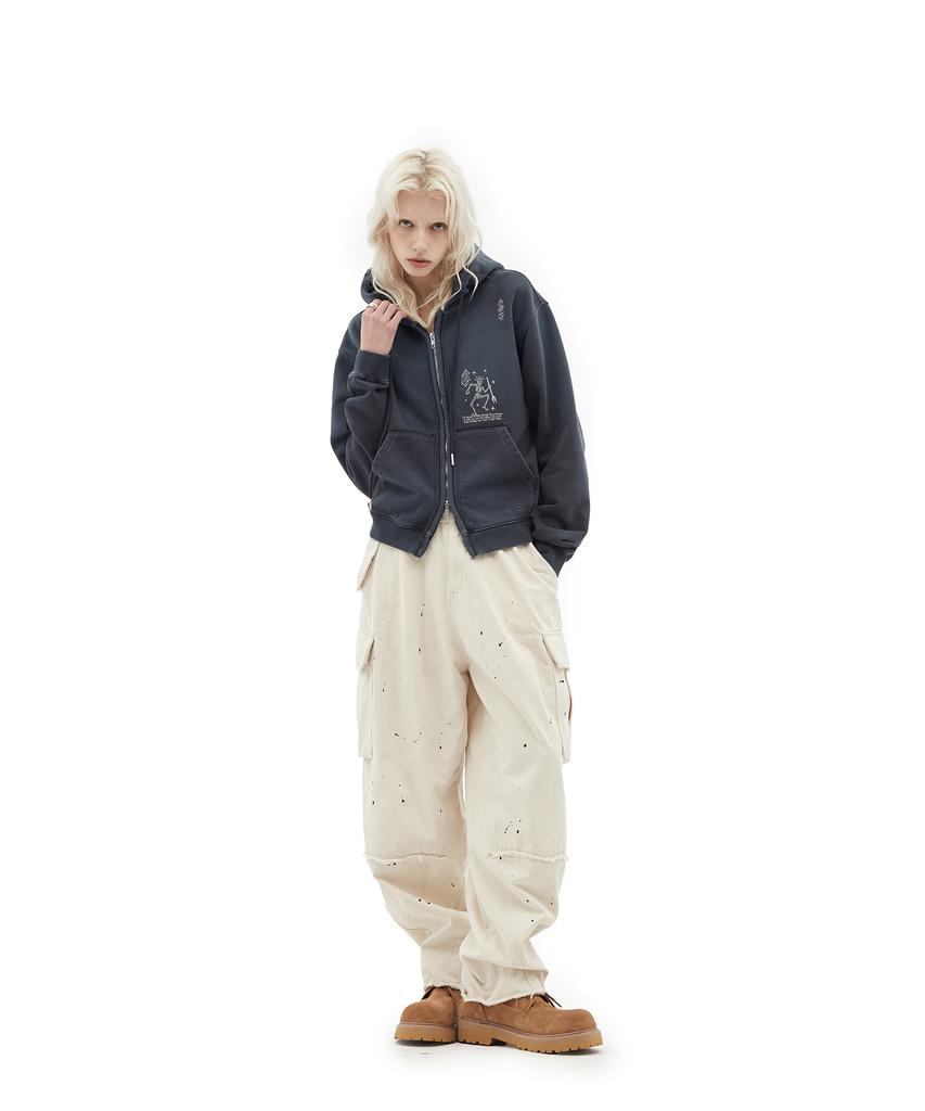 Defgarments Stone Cross Hood Zip Up [Navy]