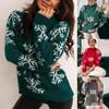 Women's Long Sleeve Turtleneck Christmas Printed Knitted Sweater Top T-Shirt