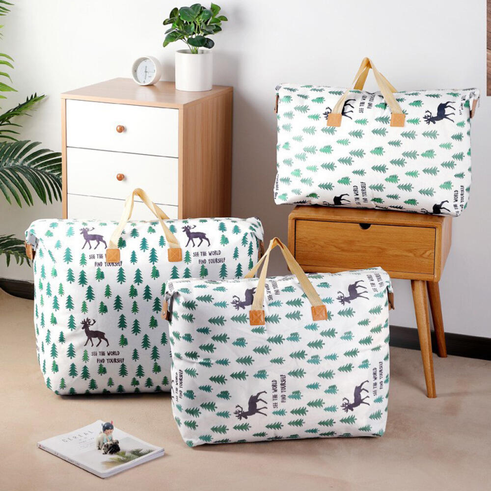 Large Capacity Zipper Storage Bag with Carry Handles, Waterproof Organizer for Quilts, Clothes and Moving