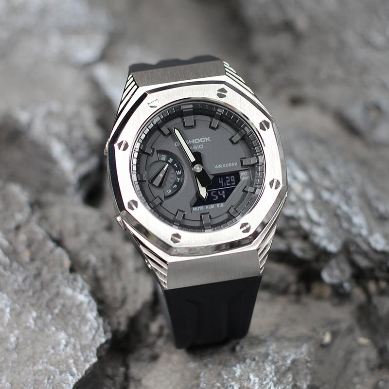 CASIO Custom Collection GA 2100 1A1 Electronic Movement Rubber Strap Watch Unisex Black Dial GA-2100-1A1(Watch4--)