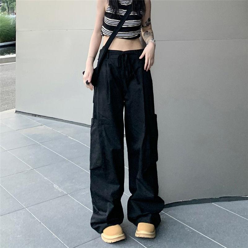 Y2k Cargo Pants Women Streetwear Casual Wide Leg Pants Harajuku Vintage Solid Baggy Straight Trousers Ladies Oversize Sweatpants