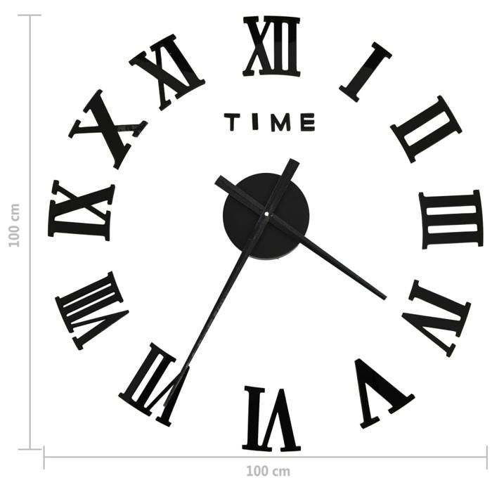 VidaXL 3D Wall Clock Modern Design Analog Clock Decorative Clock Living Room Interior Home Black 325159