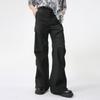 Producto Nuevo de Verano para Hombre, Pantalones Casuales Ligeramente Acampanados, Color Sólido con Caída, Mopa de Piso Plegada Estilo Americano