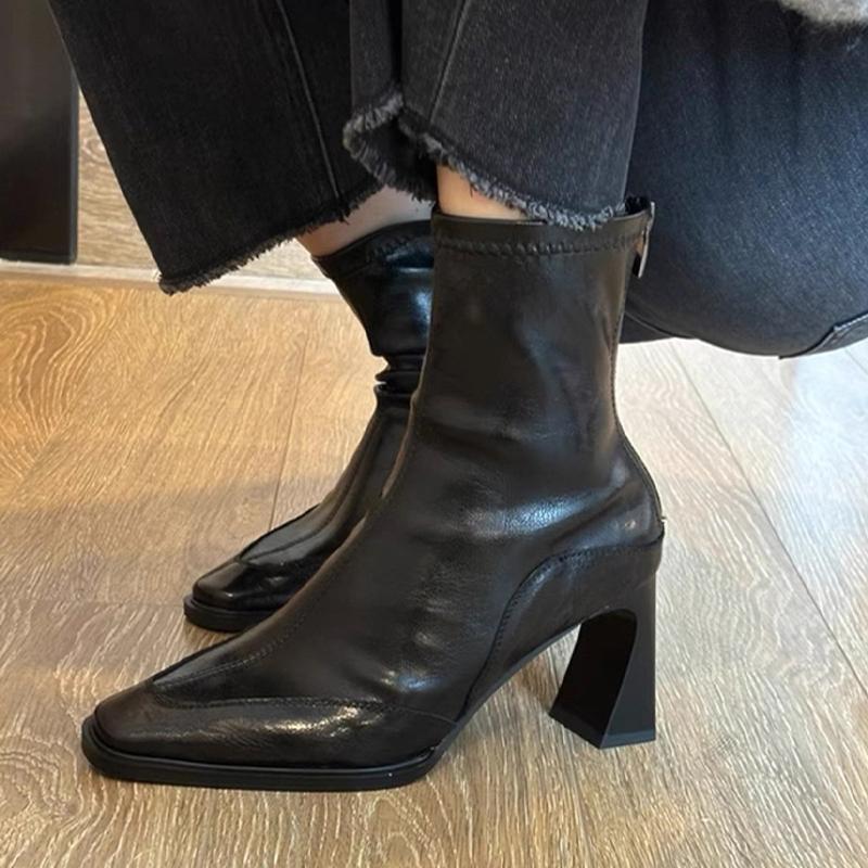 

Женские ботильоны на высоком каблуке, массивные, модные, туфли для платья, дизайнерские, 2025, зимние ботинки челси, женские, новые готические туфли-лодочки, женские, zapatos 39 чёрный