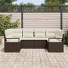 Ensemble de canapé de jardin 6 pièces avec coussins marron en rattan poly, Canapé de jardin 2 places avec rangement 3355187